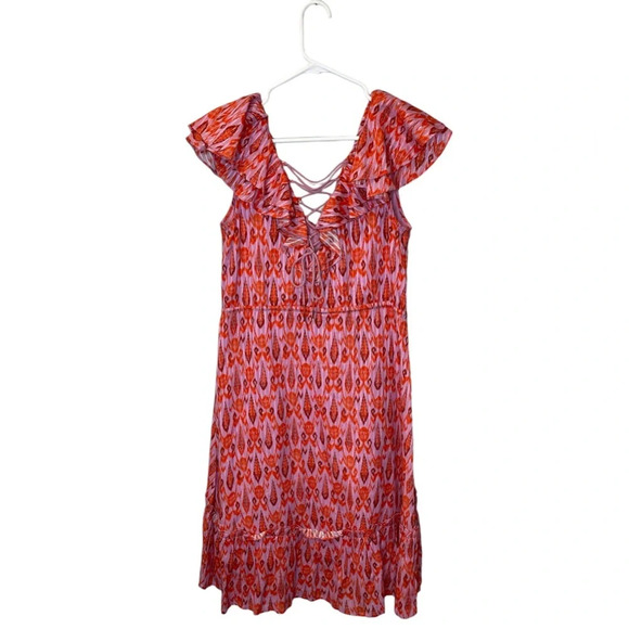 Figue Tahlia Ruffle Pink High-low Dress Size XS Flutter Sleeve - Picture 4 of 11